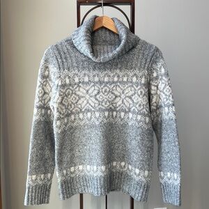LL‎ Bean Fair Isle Cowl Turtleneck Sweater Nordic Wool Blend